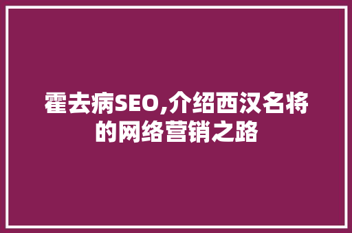 霍去病SEO,介绍西汉名将的网络营销之路 网站建设公司