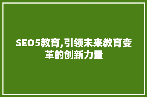 SEO5教育,引领未来教育变革的创新力量 网站建设公司
