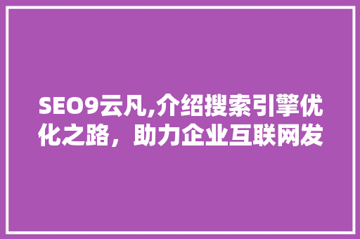 SEO9云凡,介绍搜索引擎优化之路，助力企业互联网发展