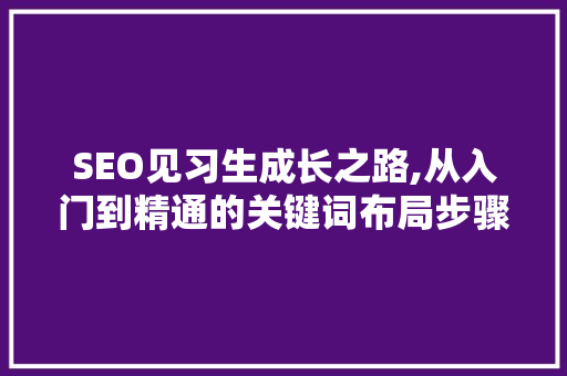 SEO见习生成长之路,从入门到精通的关键词布局步骤