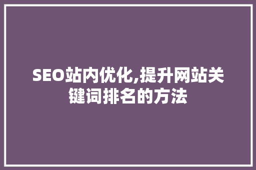 SEO站内优化,提升网站关键词排名的方法