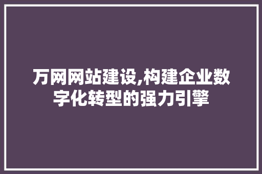万网网站建设,构建企业数字化转型的强力引擎 百度SEO