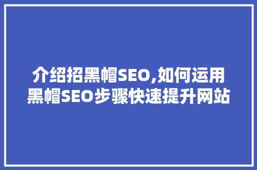 介绍招黑帽SEO,如何运用黑帽SEO步骤快速提升网站排名 网站建设公司