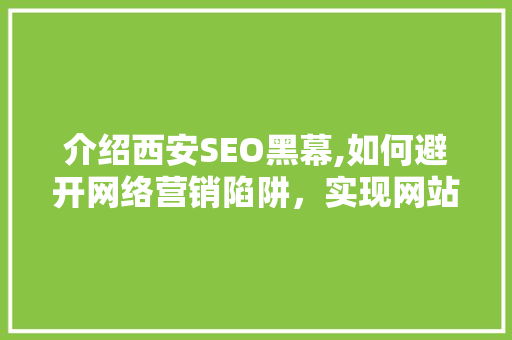 介绍西安SEO黑幕,如何避开网络营销陷阱，实现网站流量飙升 百度SEO