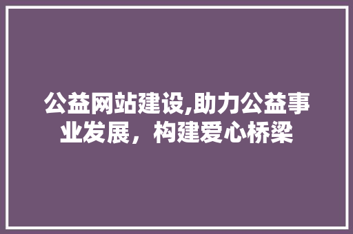 公益网站建设,助力公益事业发展，构建爱心桥梁 神马SEO