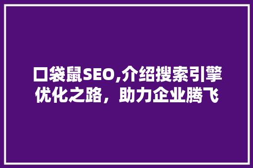 口袋鼠SEO,介绍搜索引擎优化之路，助力企业腾飞 搜狗SEO