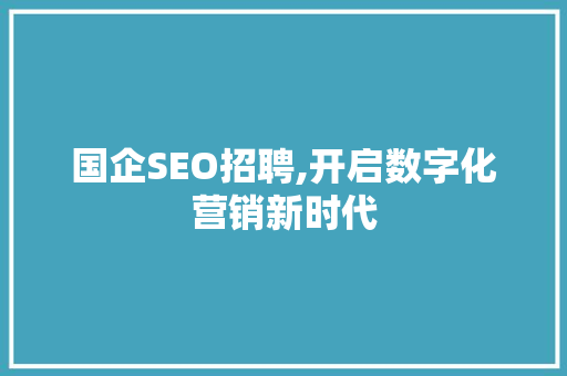 国企SEO招聘,开启数字化营销新时代