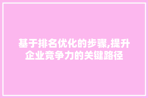 基于排名优化的步骤,提升企业竞争力的关键路径