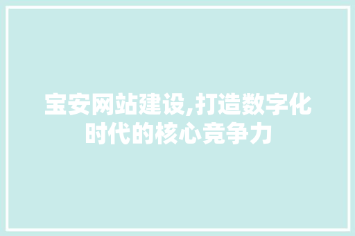 宝安网站建设,打造数字化时代的核心竞争力 SEO关键词