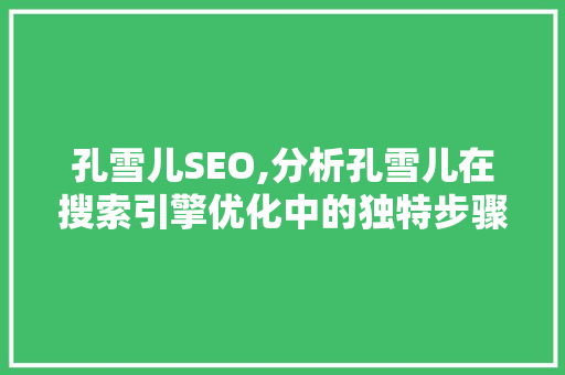孔雪儿SEO,分析孔雪儿在搜索引擎优化中的独特步骤 必应SEO