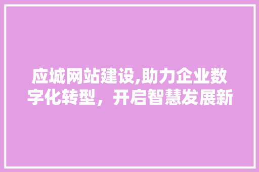 应城网站建设,助力企业数字化转型，开启智慧发展新篇章 搜狗SEO