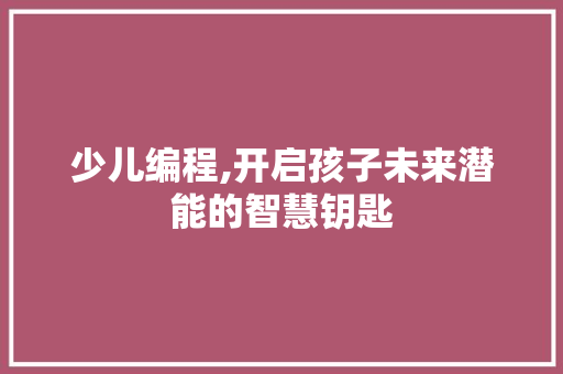 少儿编程,开启孩子未来潜能的智慧钥匙 必应SEO