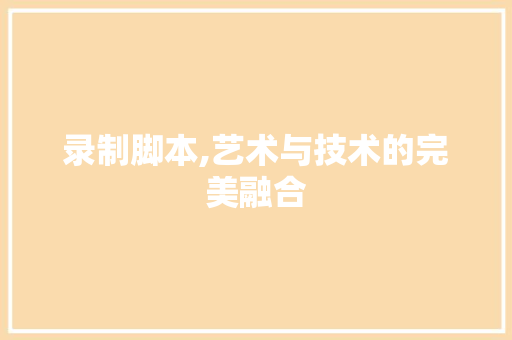 录制脚本,艺术与技术的完美融合 必应SEO