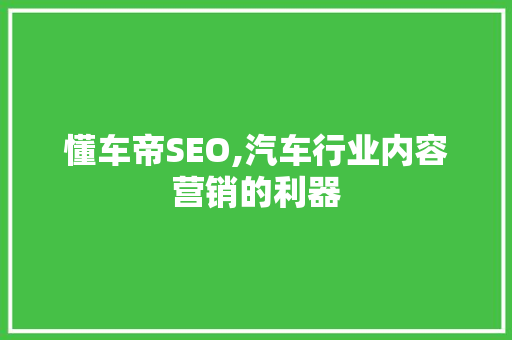 懂车帝SEO,汽车行业内容营销的利器