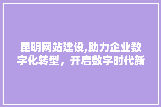 昆明网站建设,助力企业数字化转型，开启数字时代新篇章 搜狗SEO