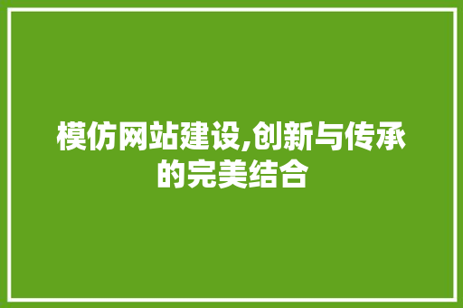 模仿网站建设,创新与传承的完美结合 神马SEO