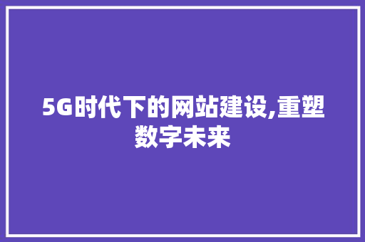 5G时代下的网站建设,重塑数字未来 神马SEO