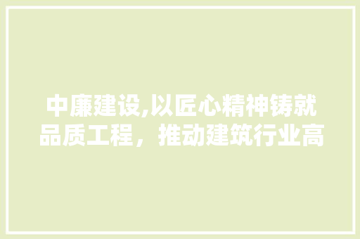 中廉建设,以匠心精神铸就品质工程，推动建筑行业高质量发展 SEO关键词