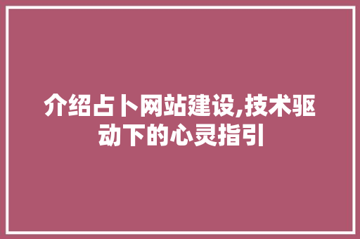介绍占卜网站建设,技术驱动下的心灵指引 百度SEO