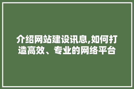 介绍网站建设讯息,如何打造高效、专业的网络平台