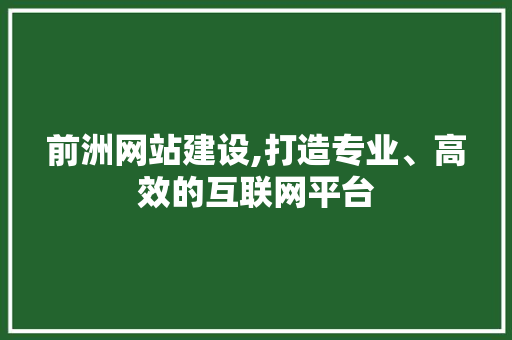 前洲网站建设,打造专业、高效的互联网平台 SEO关键词