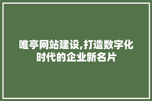 唯亭网站建设,打造数字化时代的企业新名片 必应SEO