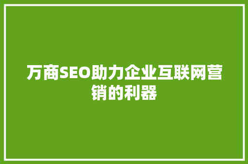 万商SEO助力企业互联网营销的利器 SEO关键词