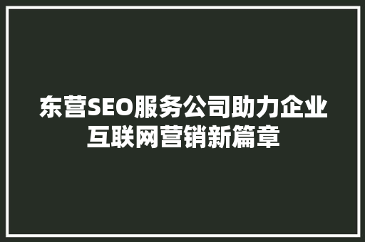 东营SEO服务公司助力企业互联网营销新篇章 SEO关键词