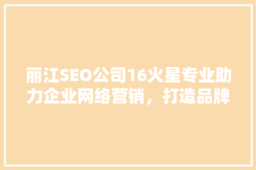 丽江SEO公司16火星专业助力企业网络营销，打造品牌新高度 必应SEO