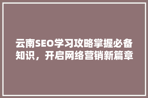 云南SEO学习攻略掌握必备知识，开启网络营销新篇章