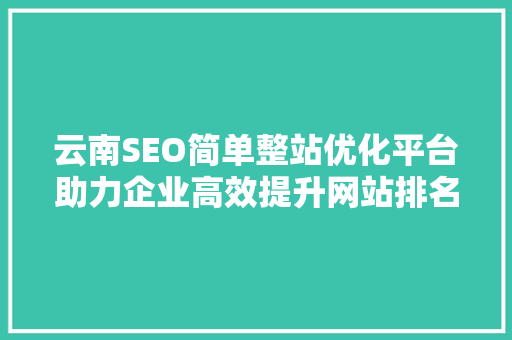 云南SEO简单整站优化平台助力企业高效提升网站排名