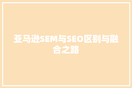 亚马逊SEM与SEO区别与融合之路 百度SEO