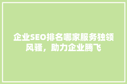企业SEO排名哪家服务独领风骚，助力企业腾飞 搜狗SEO