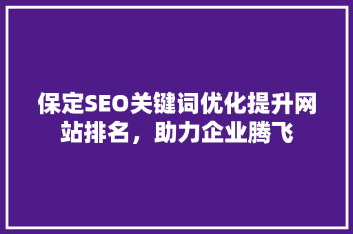 保定SEO关键词优化提升网站排名，助力企业腾飞 神马SEO