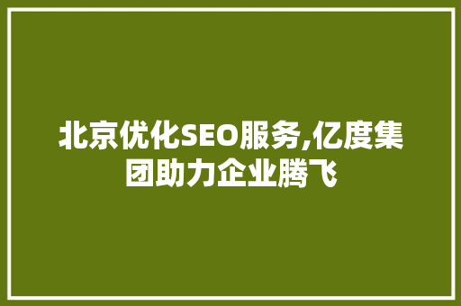 北京优化SEO服务,亿度集团助力企业腾飞 SEO关键词