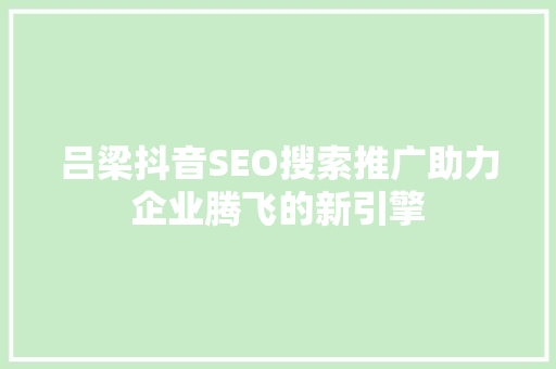 吕梁抖音SEO搜索推广助力企业腾飞的新引擎 搜狗SEO