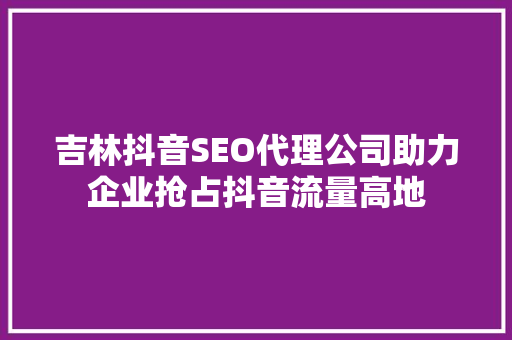 吉林抖音SEO代理公司助力企业抢占抖音流量高地 百度SEO
