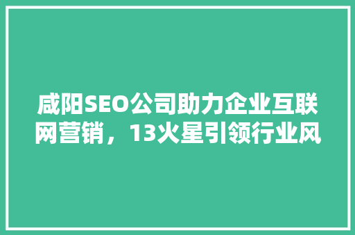 咸阳SEO公司助力企业互联网营销，13火星引领行业风向标 神马SEO