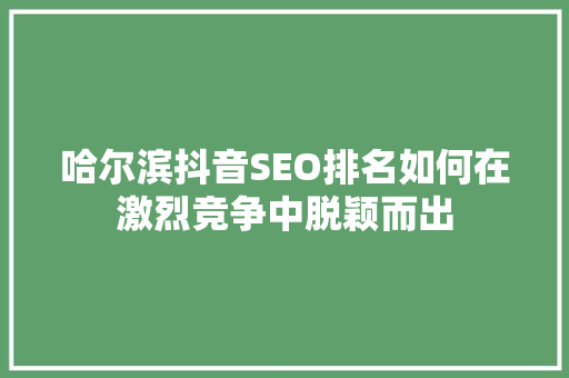 哈尔滨抖音SEO排名如何在激烈竞争中脱颖而出 网站建设公司