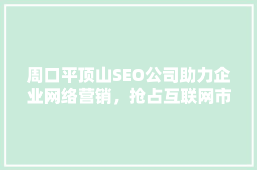 周口平顶山SEO公司助力企业网络营销，抢占互联网市场先机