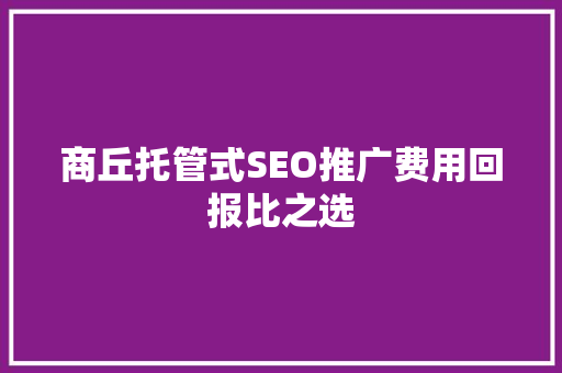 商丘托管式SEO推广费用回报比之选 神马SEO