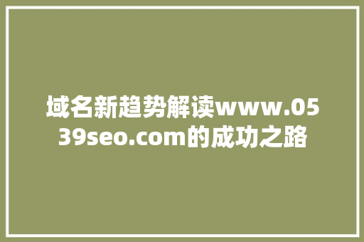 域名新趋势解读www.0539seo.com的成功之路 搜狗SEO