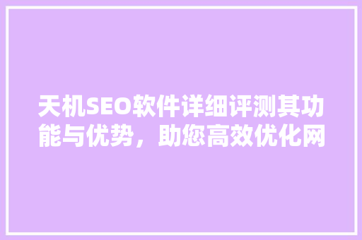 天机SEO软件详细评测其功能与优势，助您高效优化网站排名 百度SEO