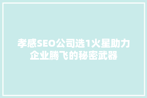 孝感SEO公司选1火星助力企业腾飞的秘密武器 百度SEO