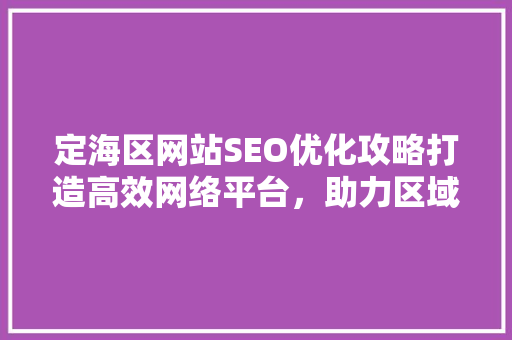 定海区网站SEO优化攻略打造高效网络平台，助力区域发展 网站建设公司