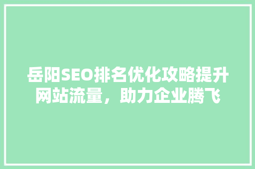 岳阳SEO排名优化攻略提升网站流量，助力企业腾飞 网站建设公司