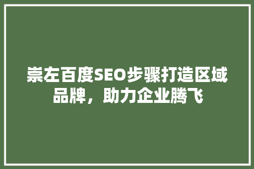 崇左百度SEO步骤打造区域品牌，助力企业腾飞 SEO关键词