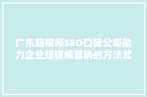 广东短视频SEO口碑公司助力企业短视频营销的方法武器 必应SEO