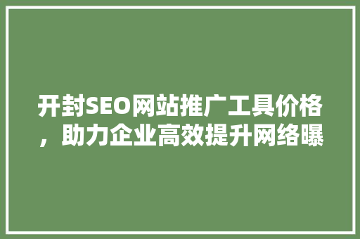 开封SEO网站推广工具价格，助力企业高效提升网络曝光度 SEO关键词