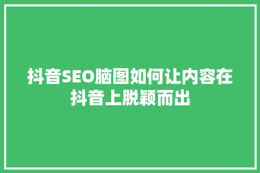 抖音SEO脑图如何让内容在抖音上脱颖而出 百度SEO